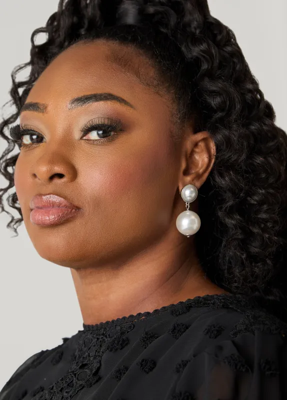 Faux Pearl Drop Earrings sold by Ashley Stewart