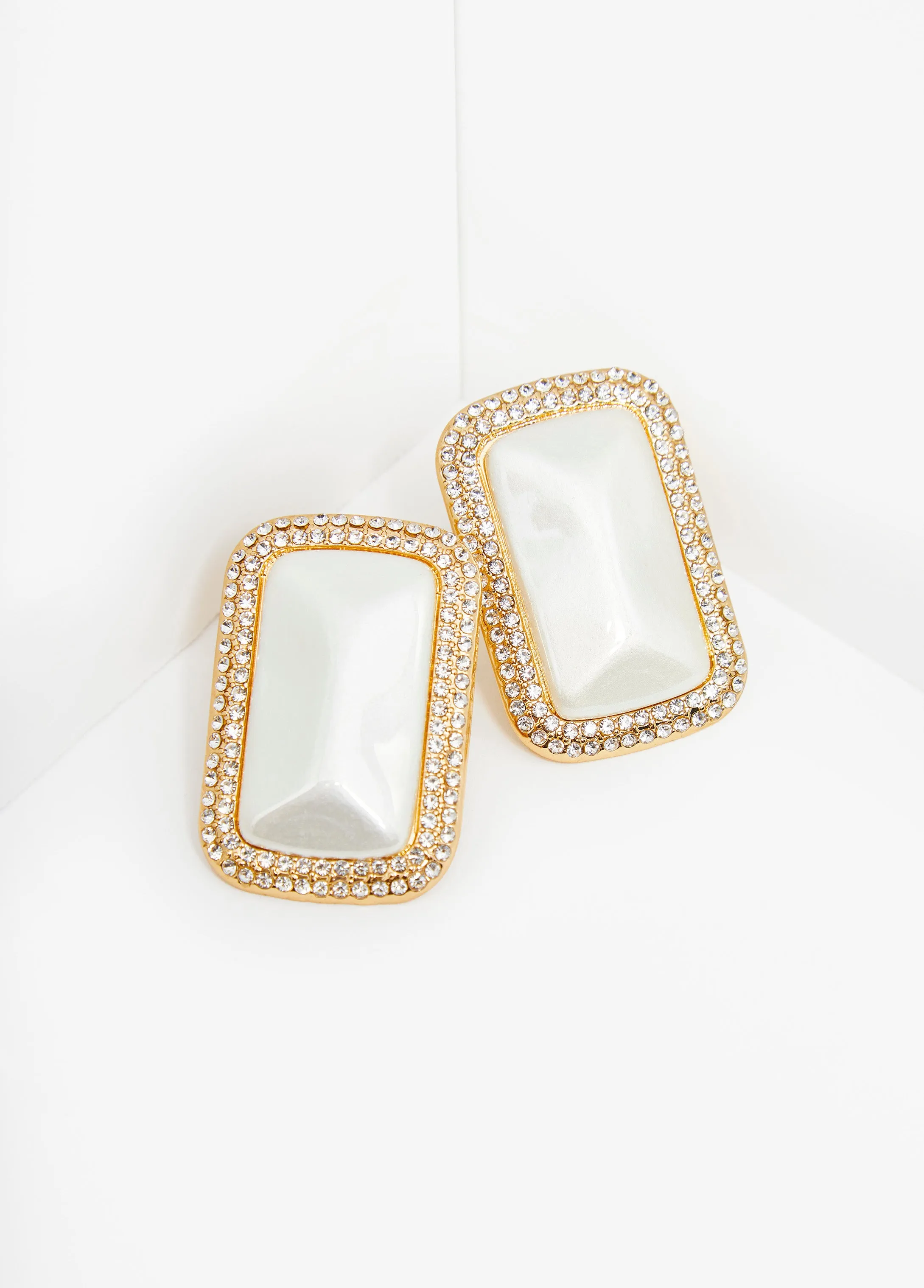 Faux Pearl Crystal Clip On Earrings sold by Ashley Stewart product image thumbnail 2