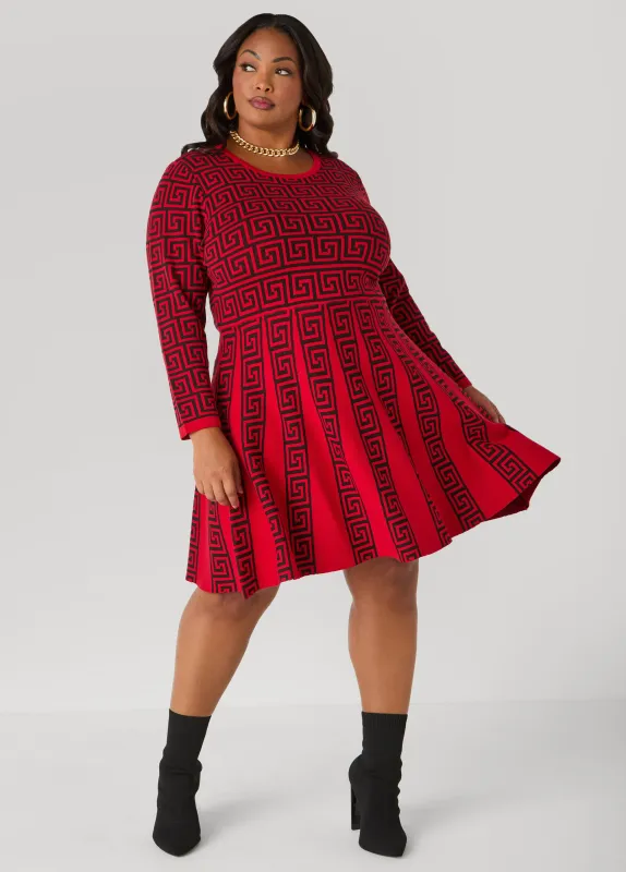 A Line Greek Key Dress sold by Ashley Stewart