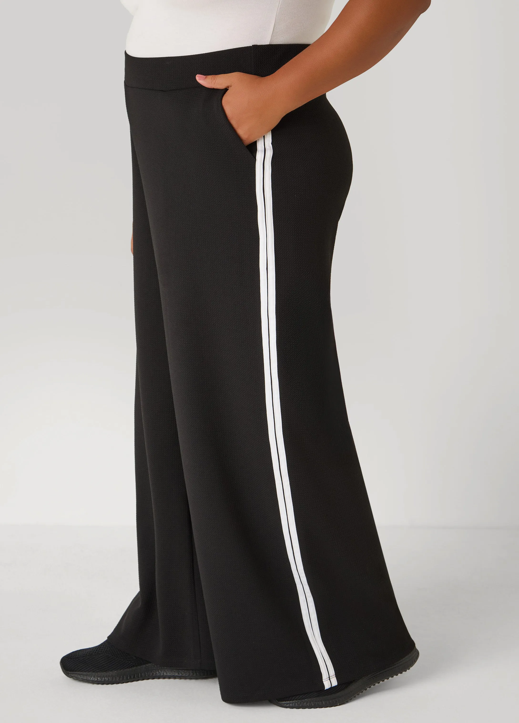 Striped Textured Wide Leg Pants sold by Ashley Stewart product image thumbnail 3