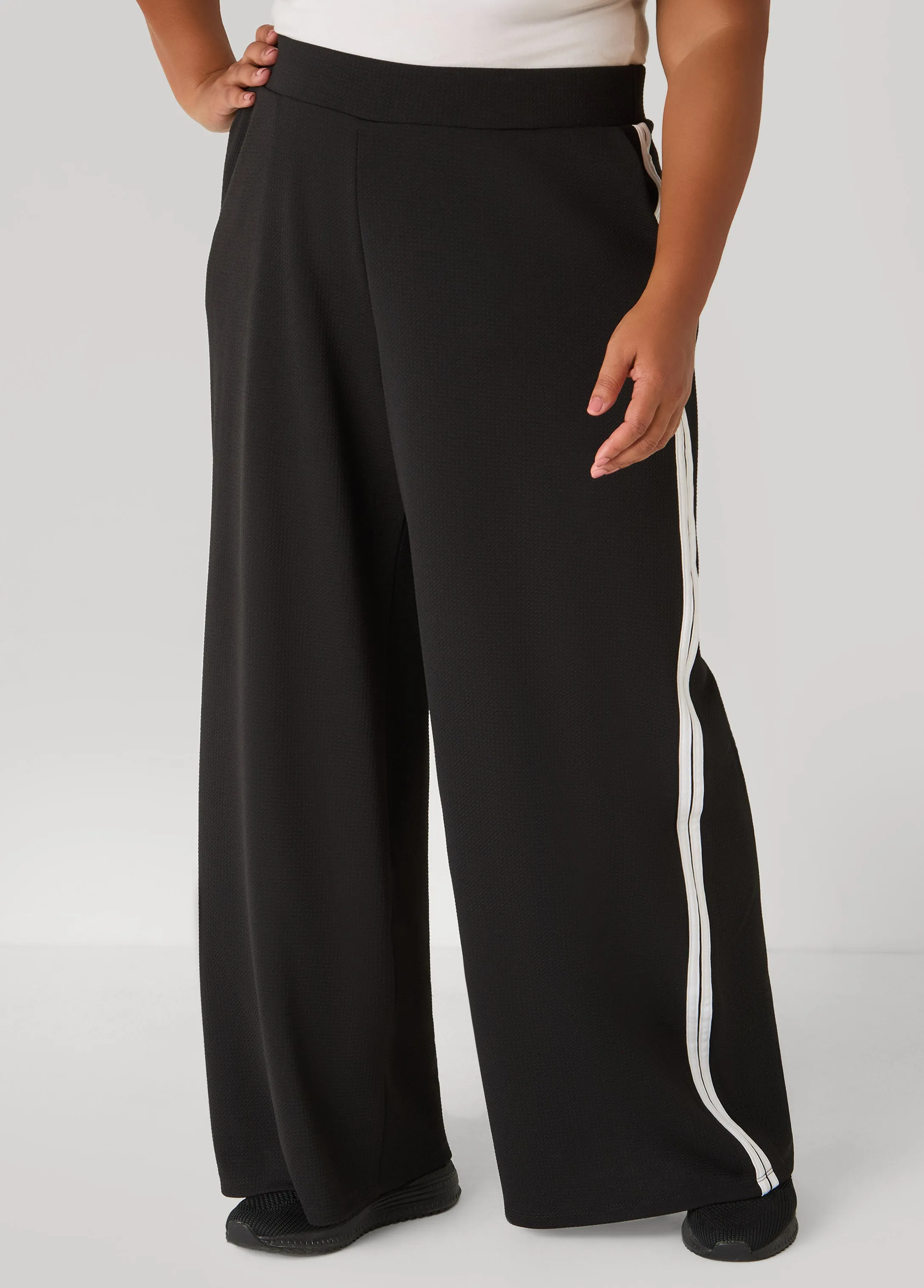 Striped Textured Wide Leg Pants sold by Ashley Stewart product image thumbnail 4