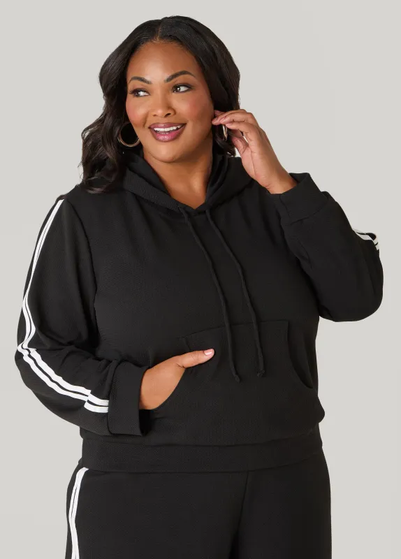 Striped Textured Knit Hoodie sold by Ashley Stewart