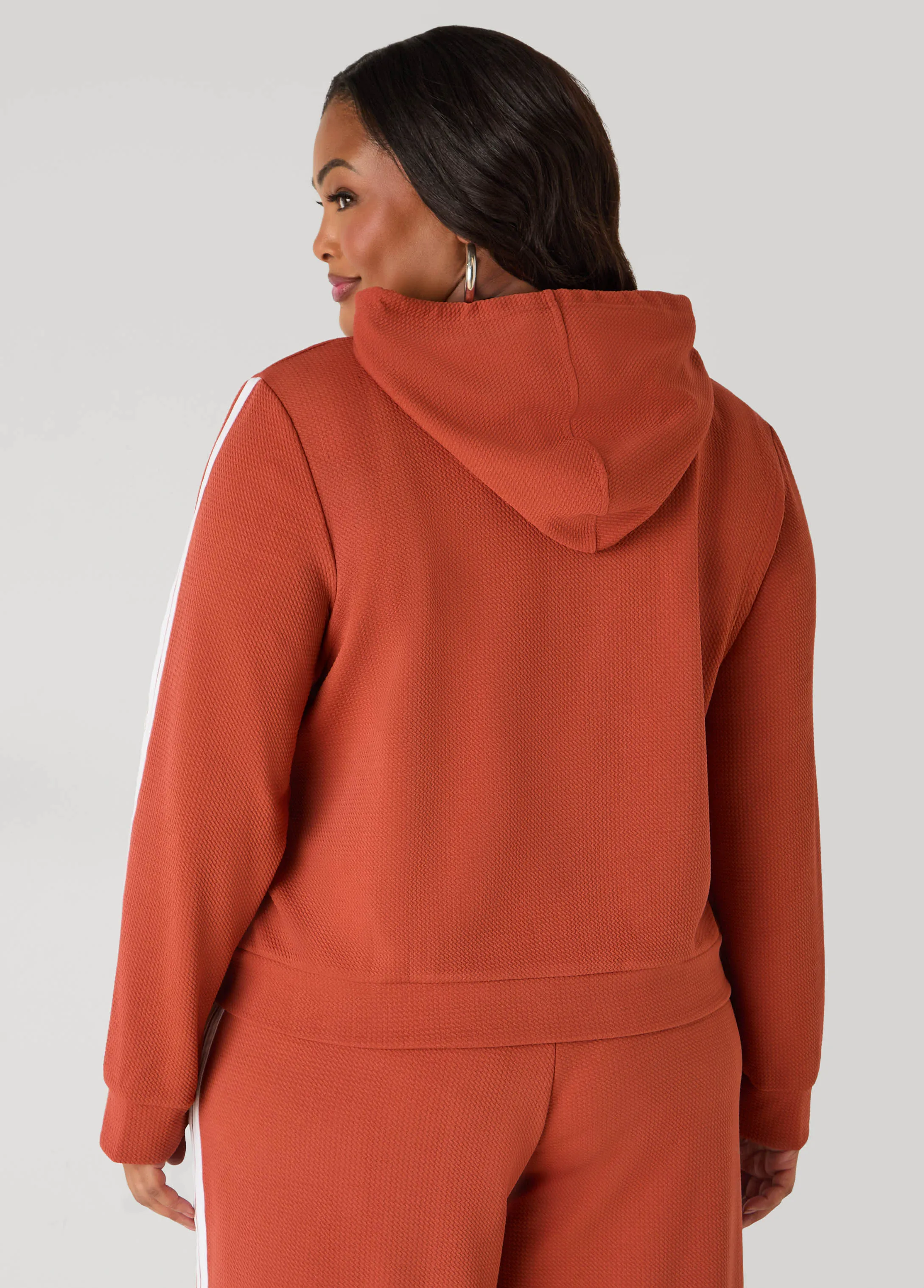 Textured Knit Striped Hoodie sold by Ashley Stewart product image thumbnail 2