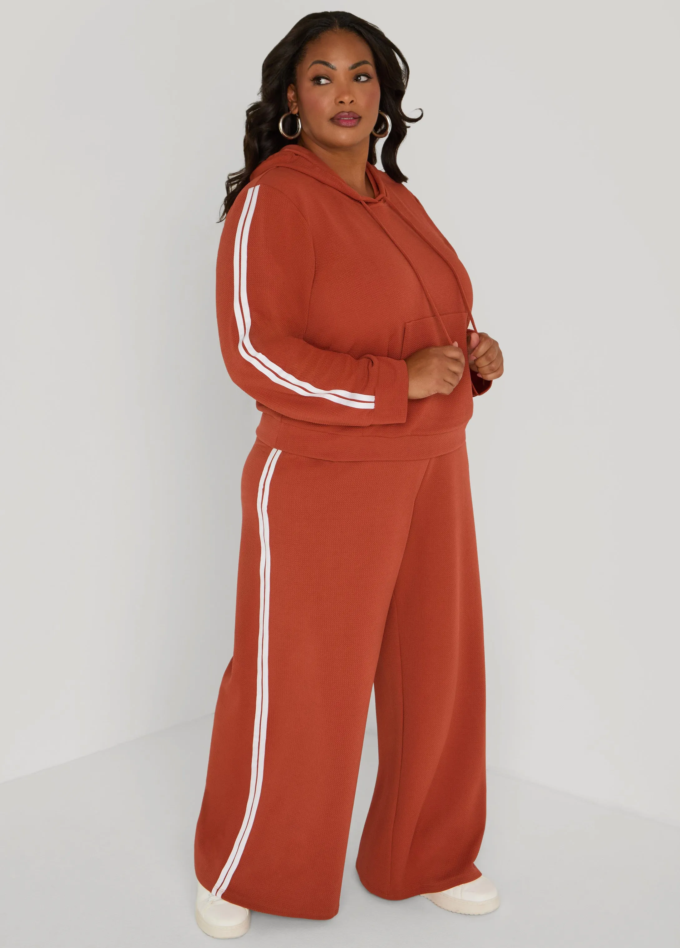 Textured Knit Striped Hoodie sold by Ashley Stewart product image thumbnail 3