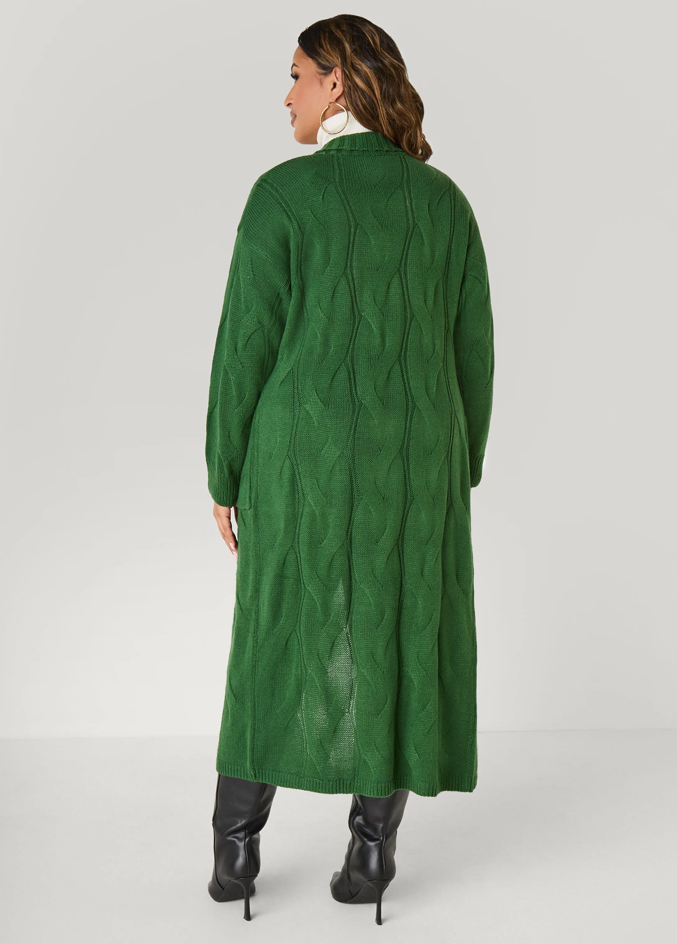 Pocketed Cable Knit Duster sold by Ashley Stewart product image thumbnail 2