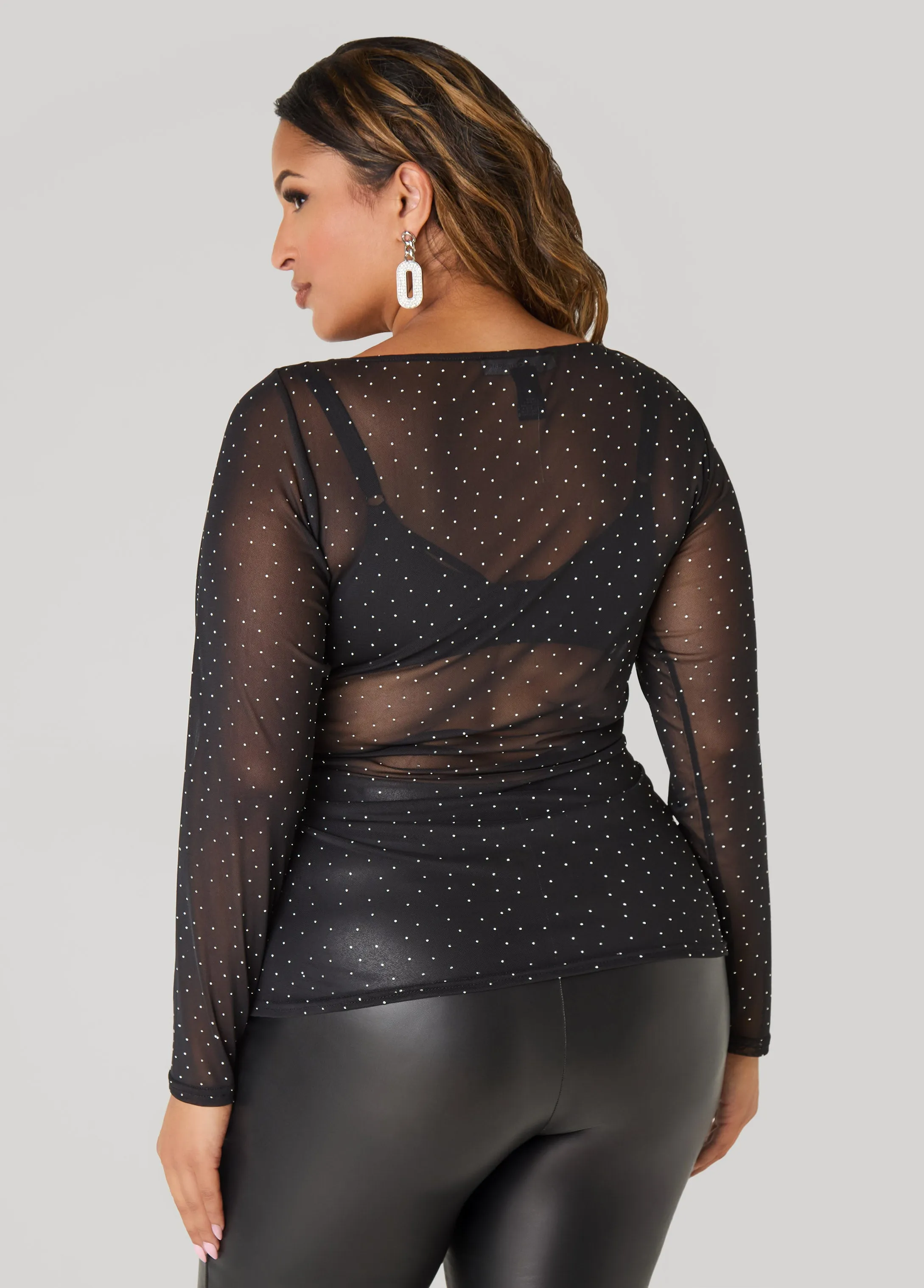 Studded Mesh Top sold by Ashley Stewart product image thumbnail 2