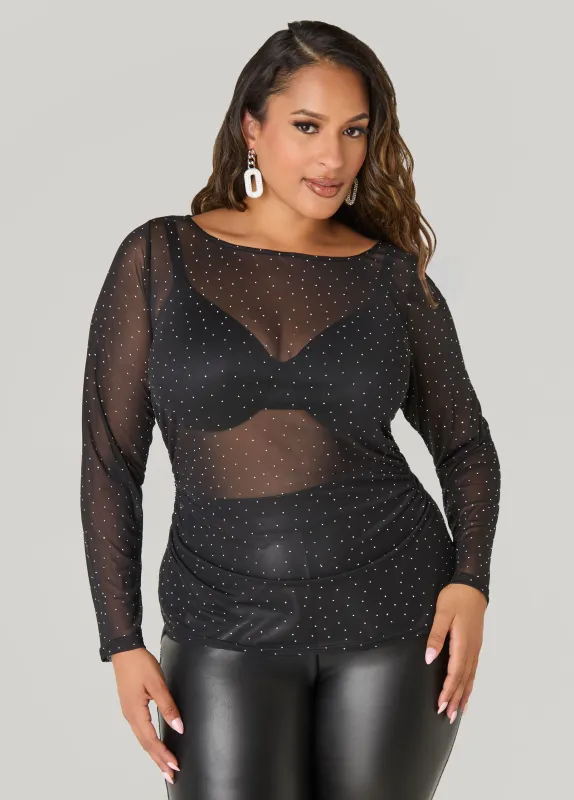 Studded Mesh Top sold by Ashley Stewart