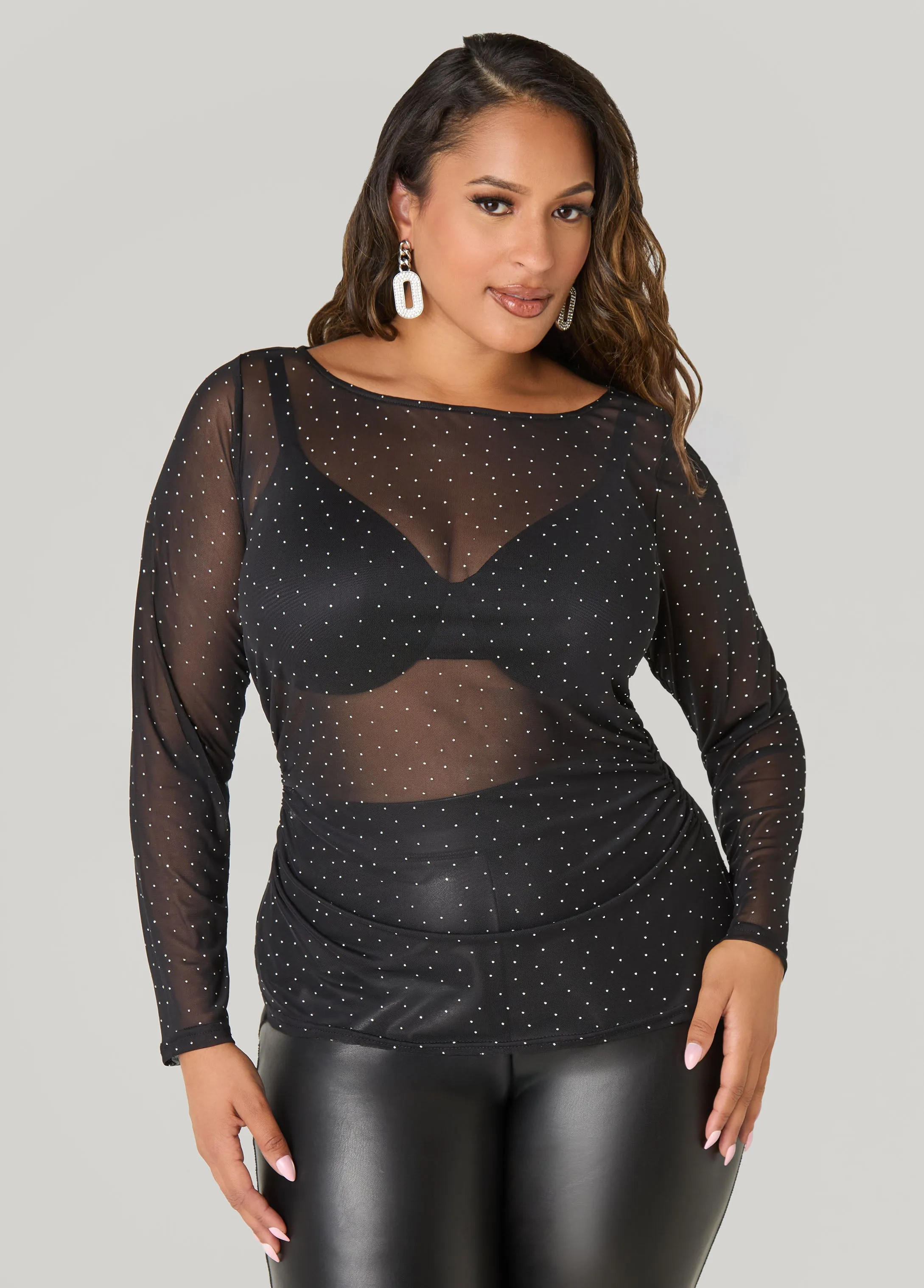 Studded Mesh Top sold by Ashley Stewart
