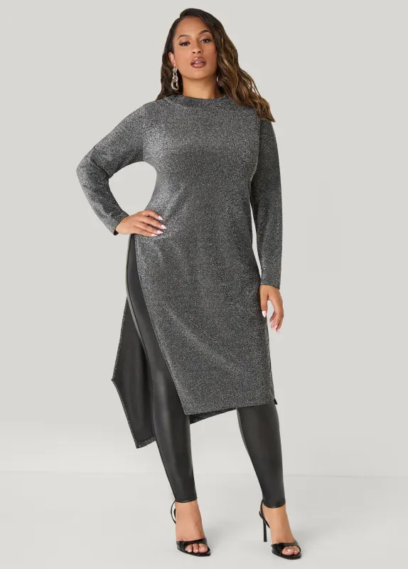 Asymmetric Metallic Duster sold by Ashley Stewart