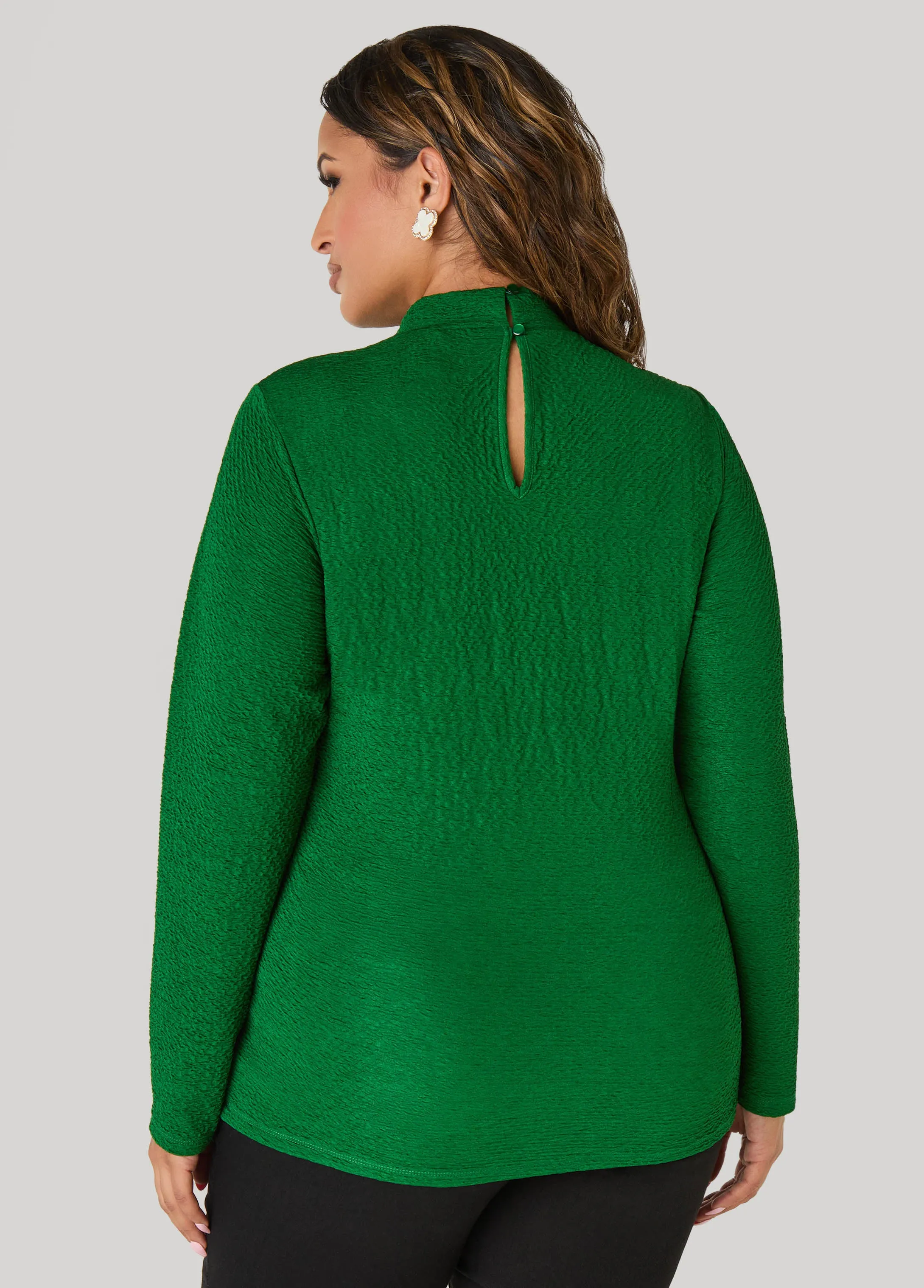 Textured Mock Neck Top sold by Ashley Stewart product image thumbnail 2