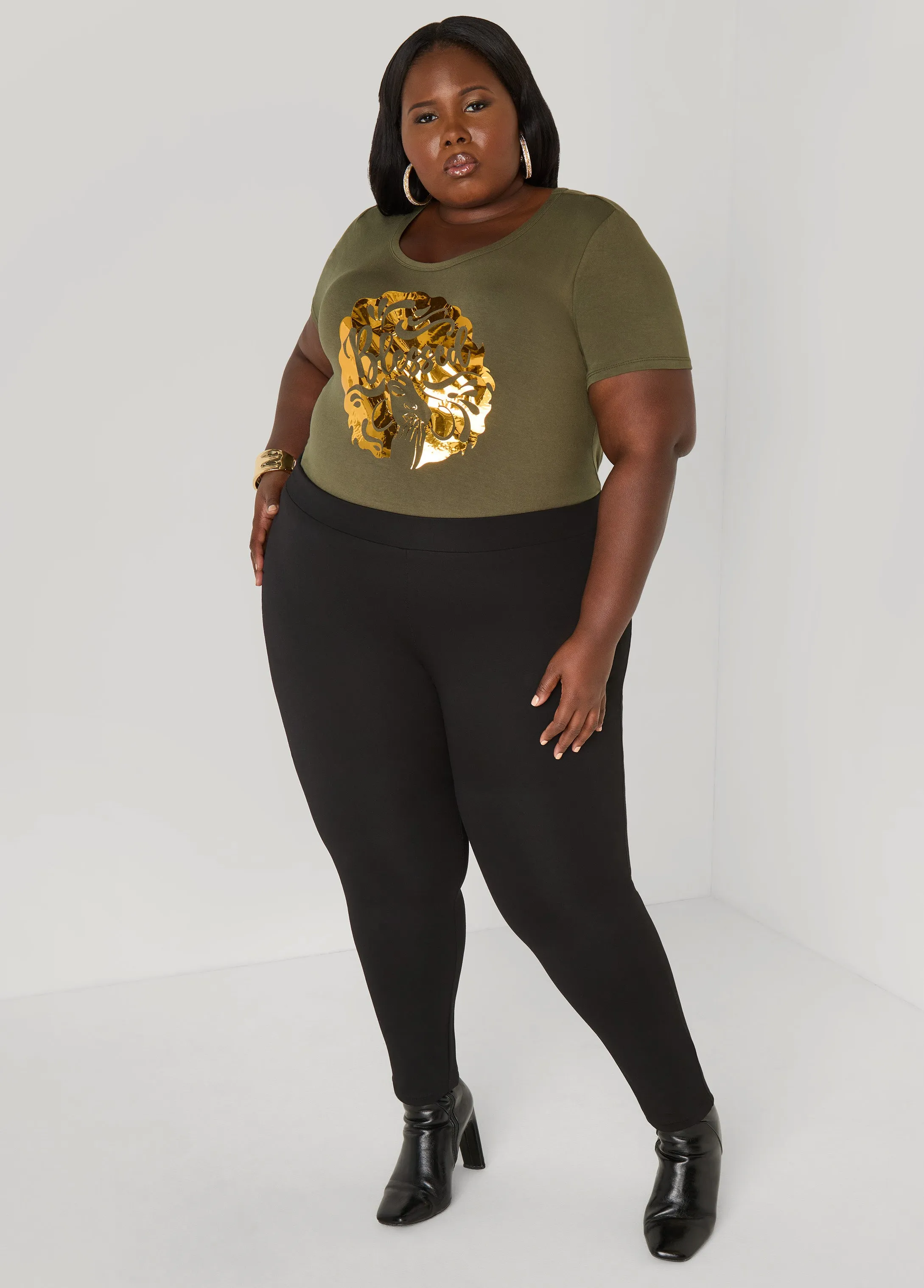 Blessed Metallic Graphic Tee sold by Ashley Stewart product image thumbnail 3
