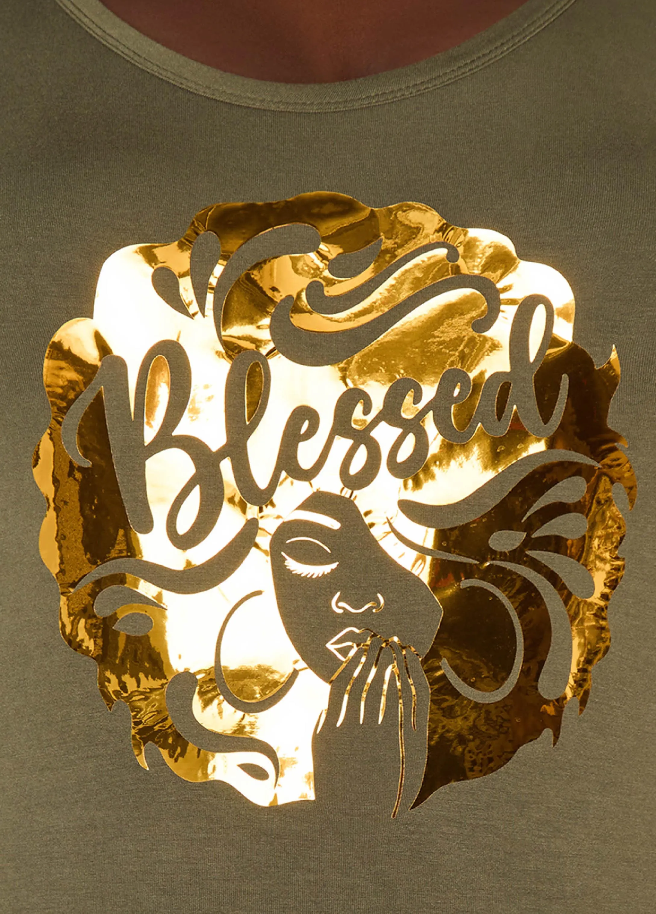 Blessed Metallic Graphic Tee sold by Ashley Stewart product image thumbnail 4