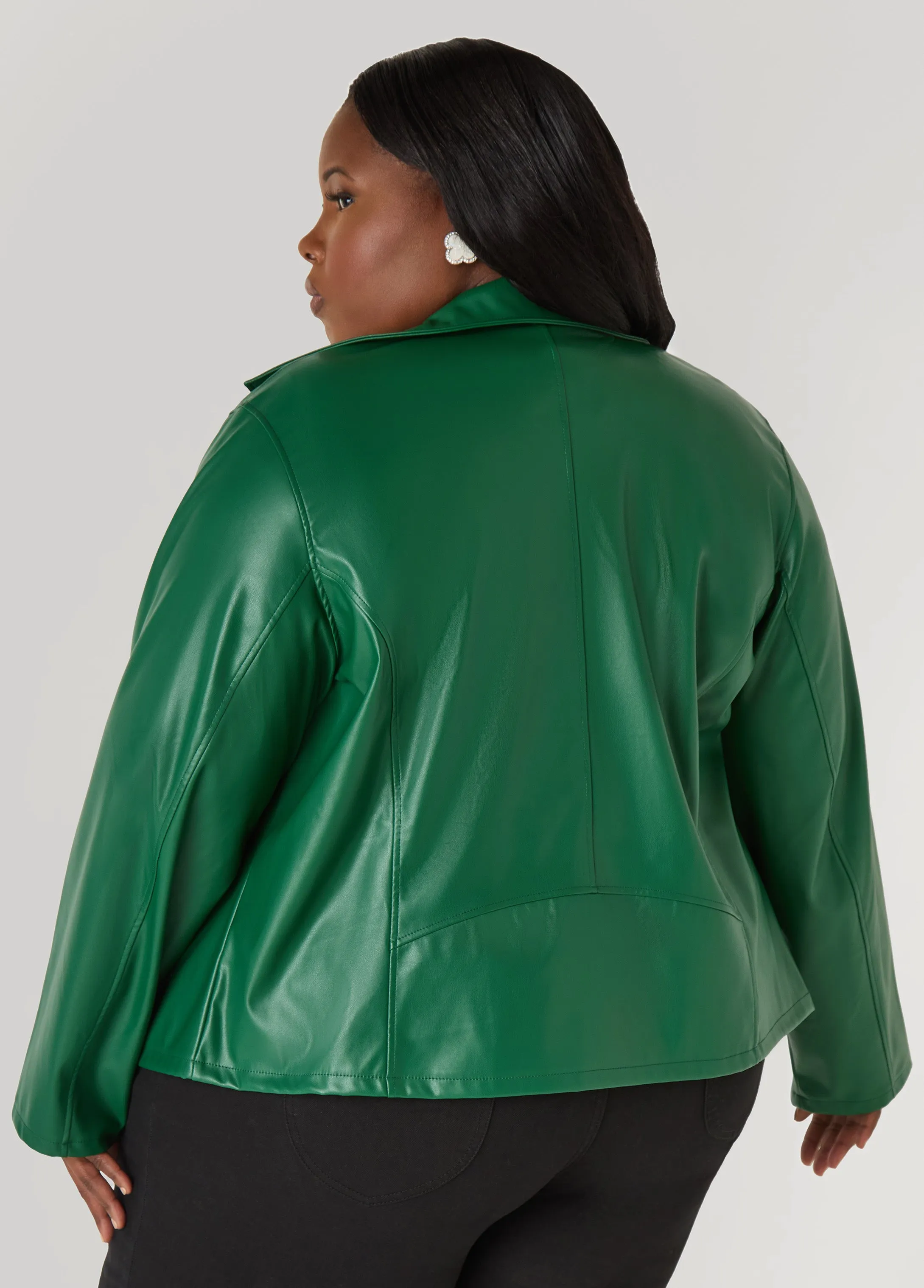 Asymmetric Zipper Moto Jacket sold by Ashley Stewart product image thumbnail 2