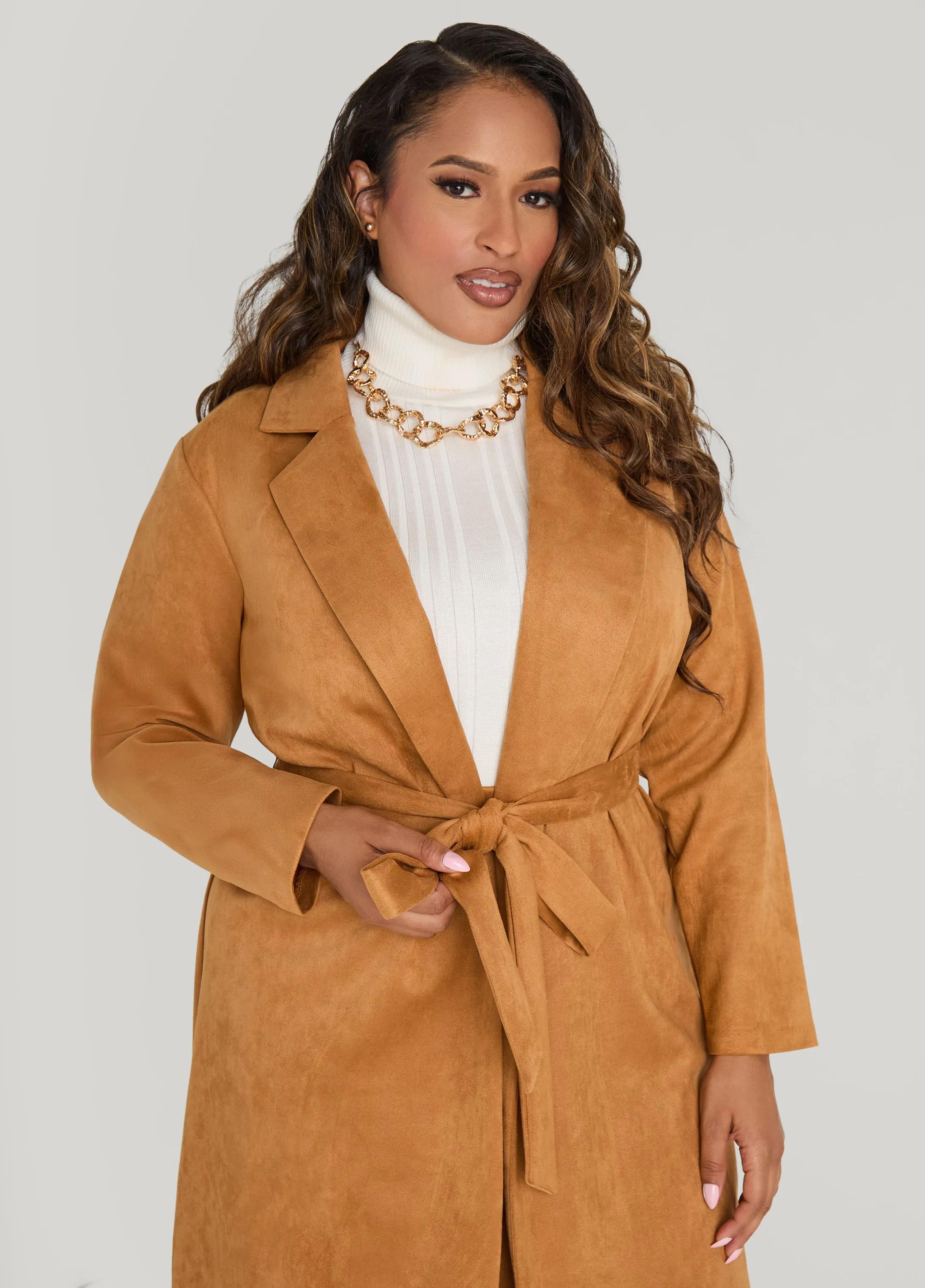 Belted Faux Suede Jacket sold by Ashley Stewart product image thumbnail 4