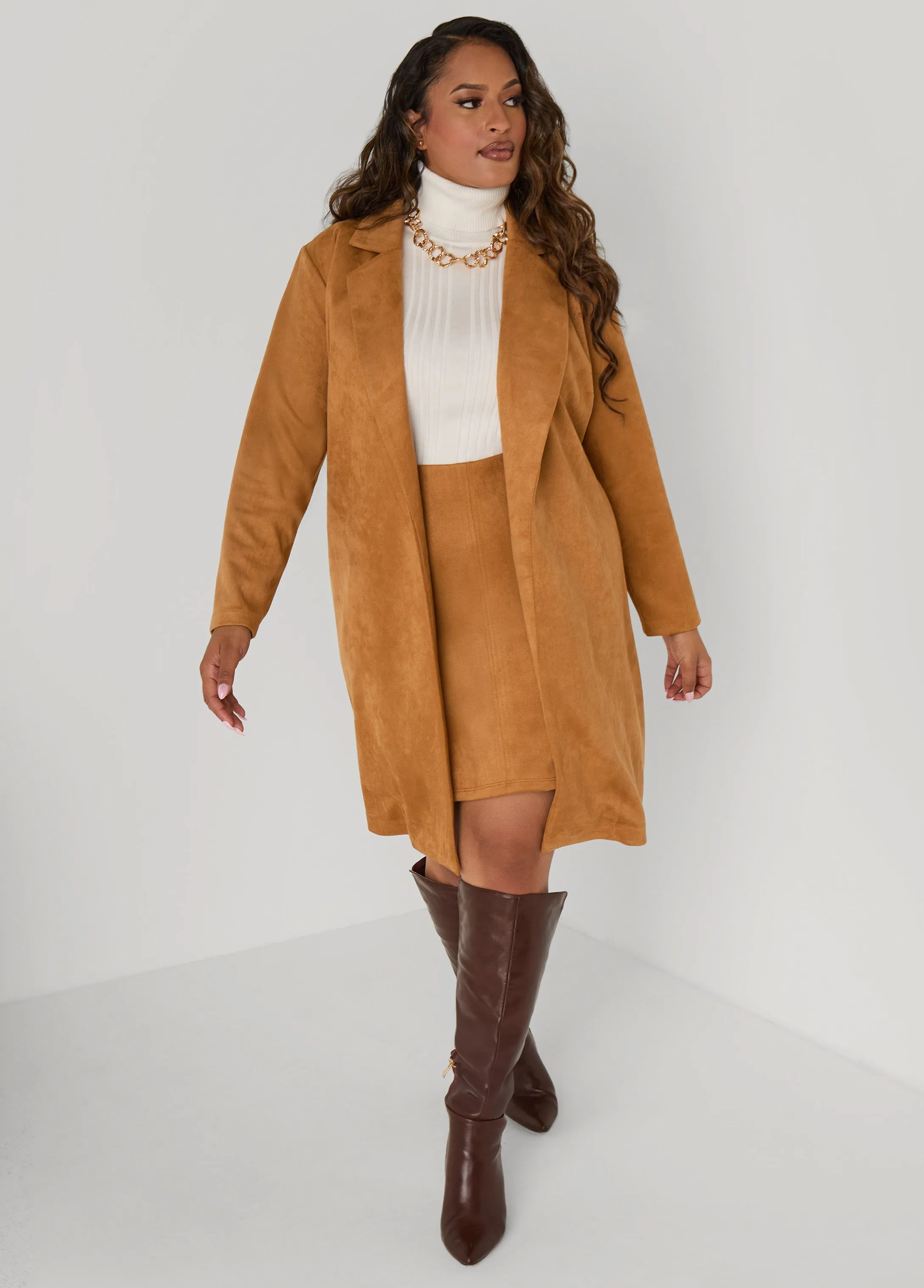 Belted Faux Suede Jacket sold by Ashley Stewart product image thumbnail 3