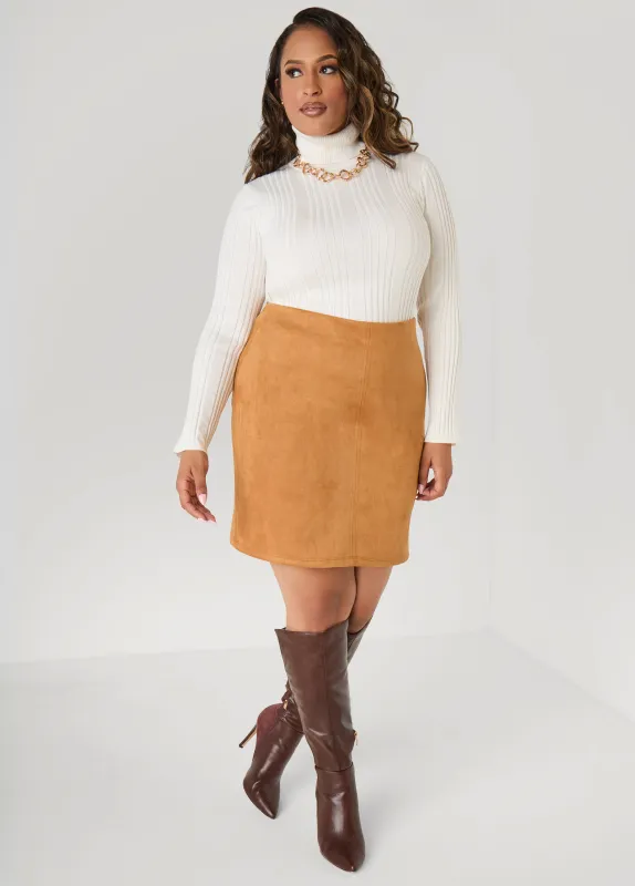 Faux Suede Mini Skirt sold by Ashley Stewart