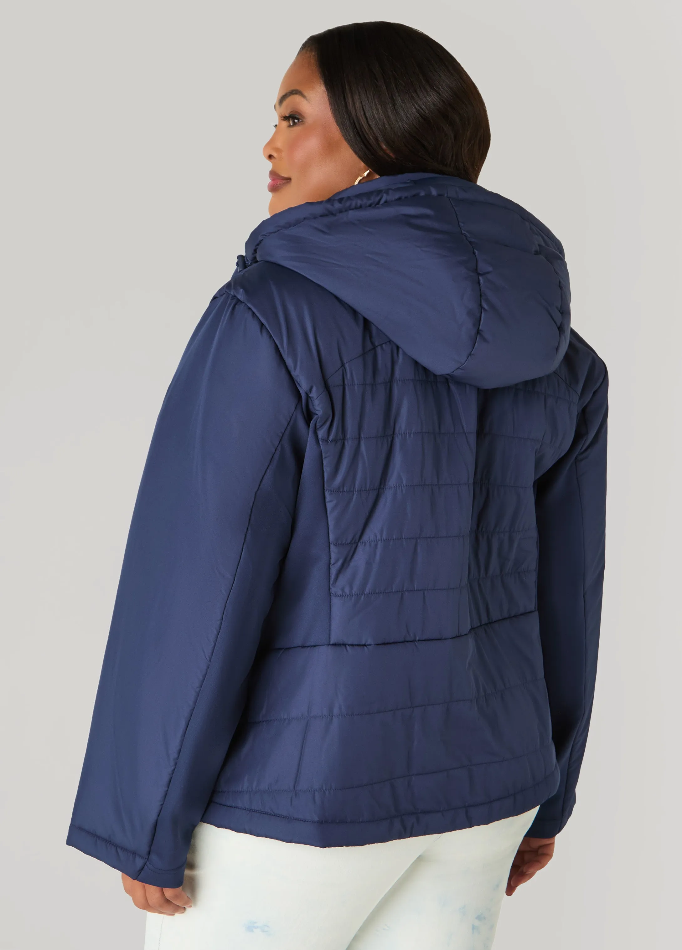 Knit Paneled Hooded Jacket sold by Ashley Stewart product image thumbnail 4