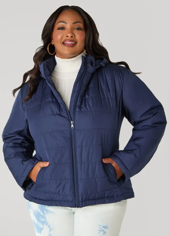 Knit Paneled Hooded Jacket made by Ashley Stewart