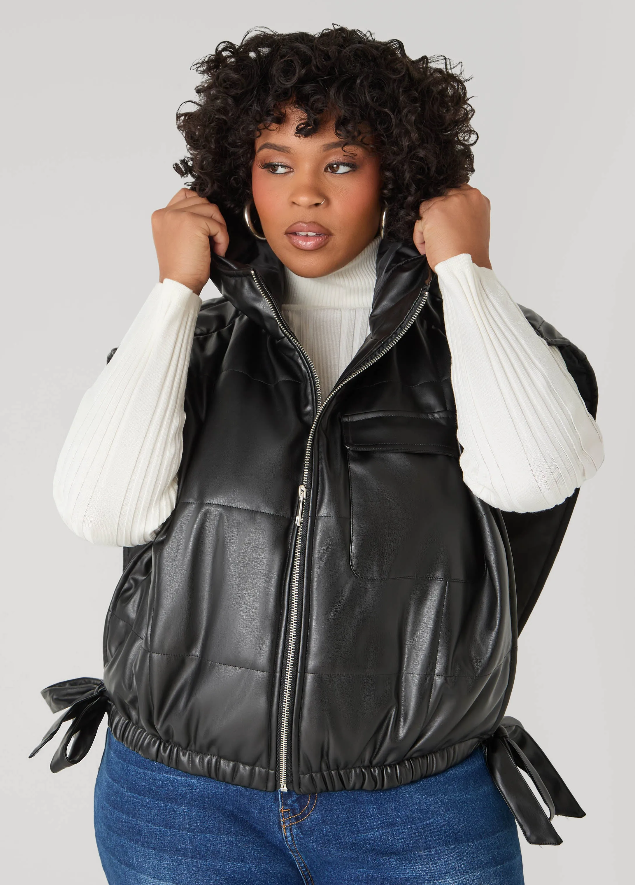 Faux Leather Open Side Vest sold by Ashley Stewart