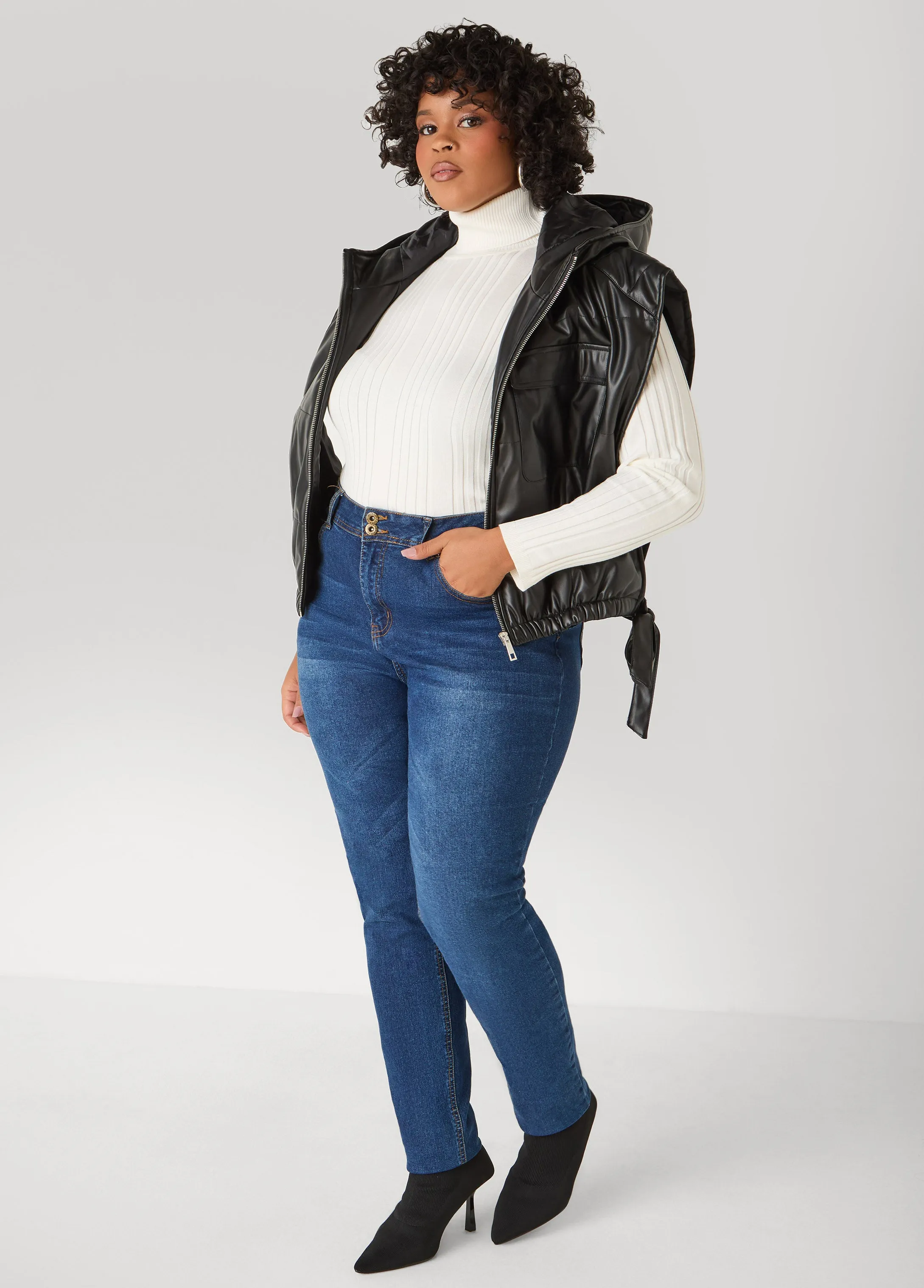 Faux Leather Open Side Vest sold by Ashley Stewart product image thumbnail 2