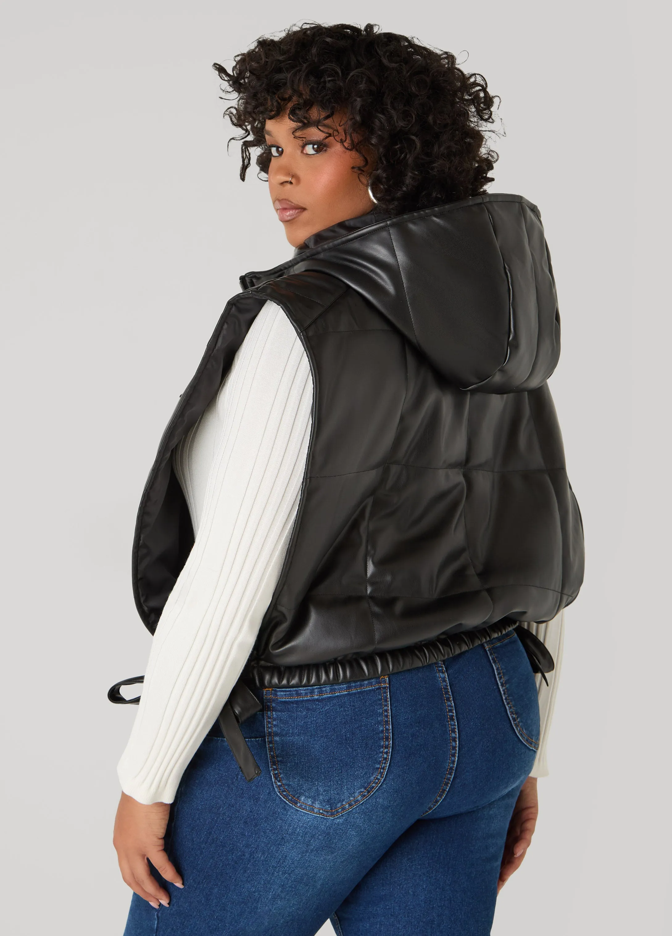 Faux Leather Open Side Vest sold by Ashley Stewart product image thumbnail 4