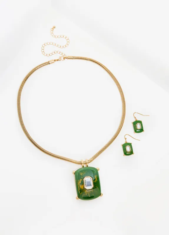 Square Crystal Necklace Set sold by Ashley Stewart
