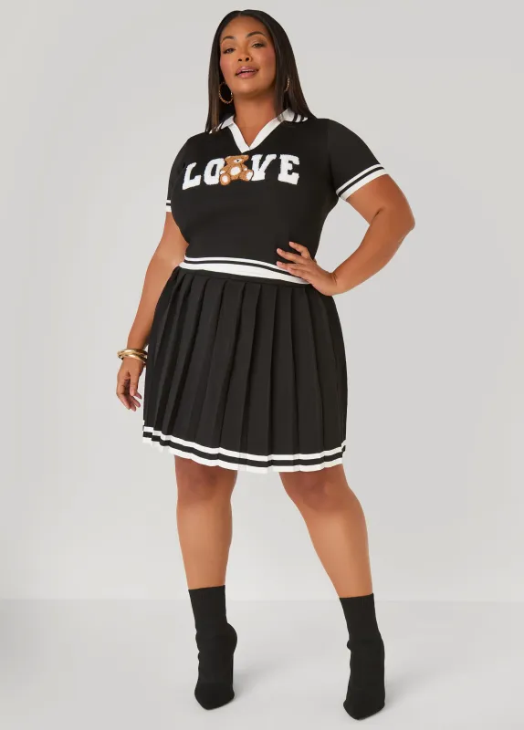 Pleated Knit Mini Skirt made by Ashley Stewart
