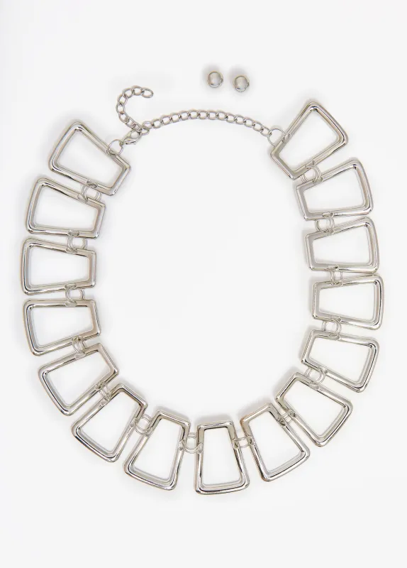 Silver Tone Rectangle Necklace Set sold by Ashley Stewart