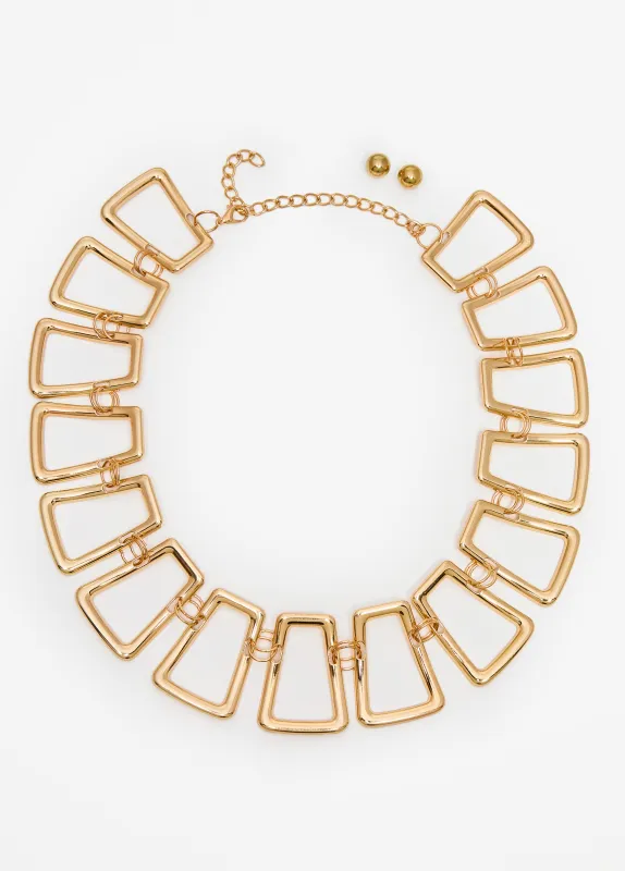 Gold Tone Rectangle Necklace Set sold by Ashley Stewart