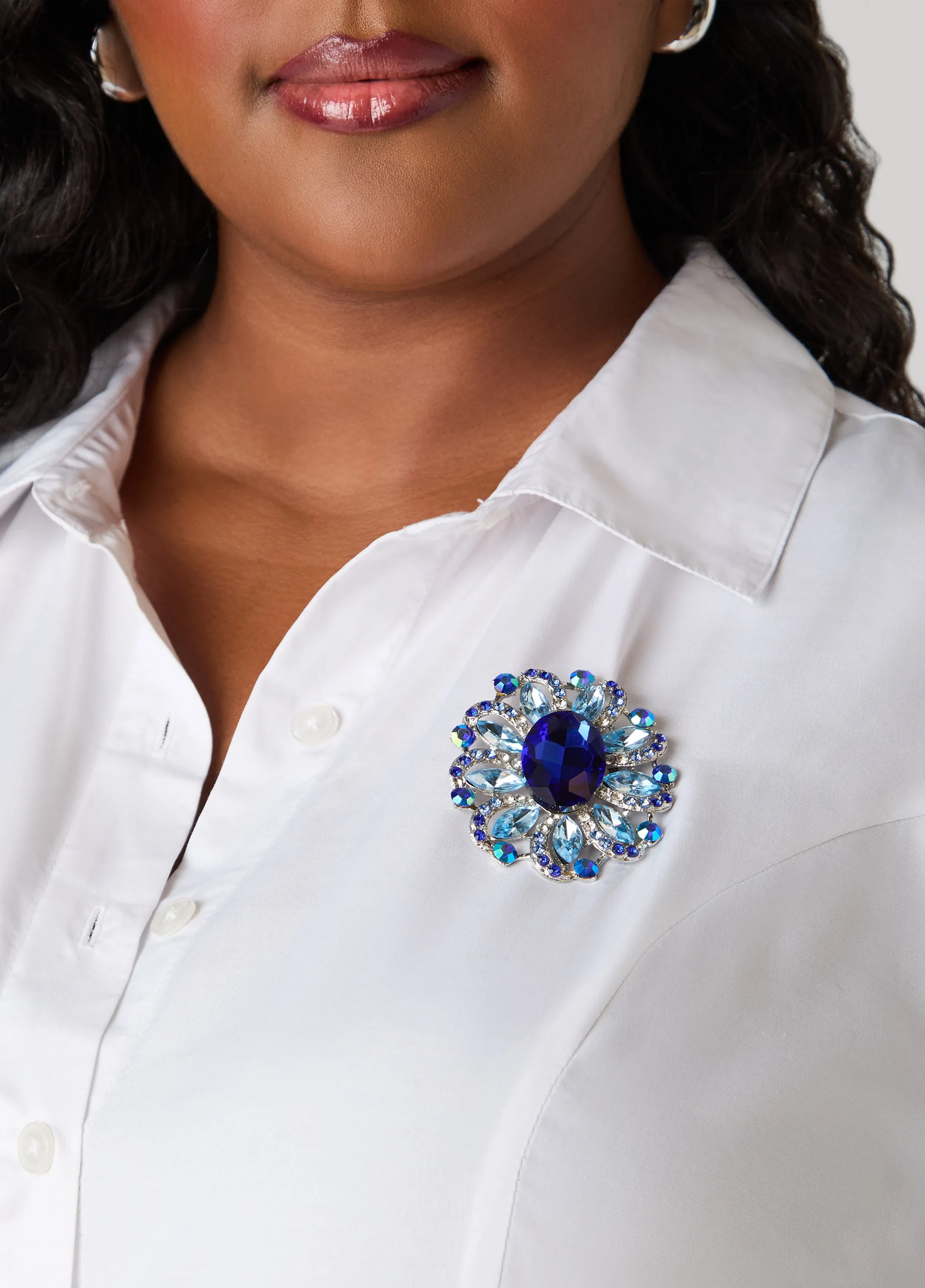 Crystal Flower Brooch sold by Ashley Stewart product image thumbnail 2