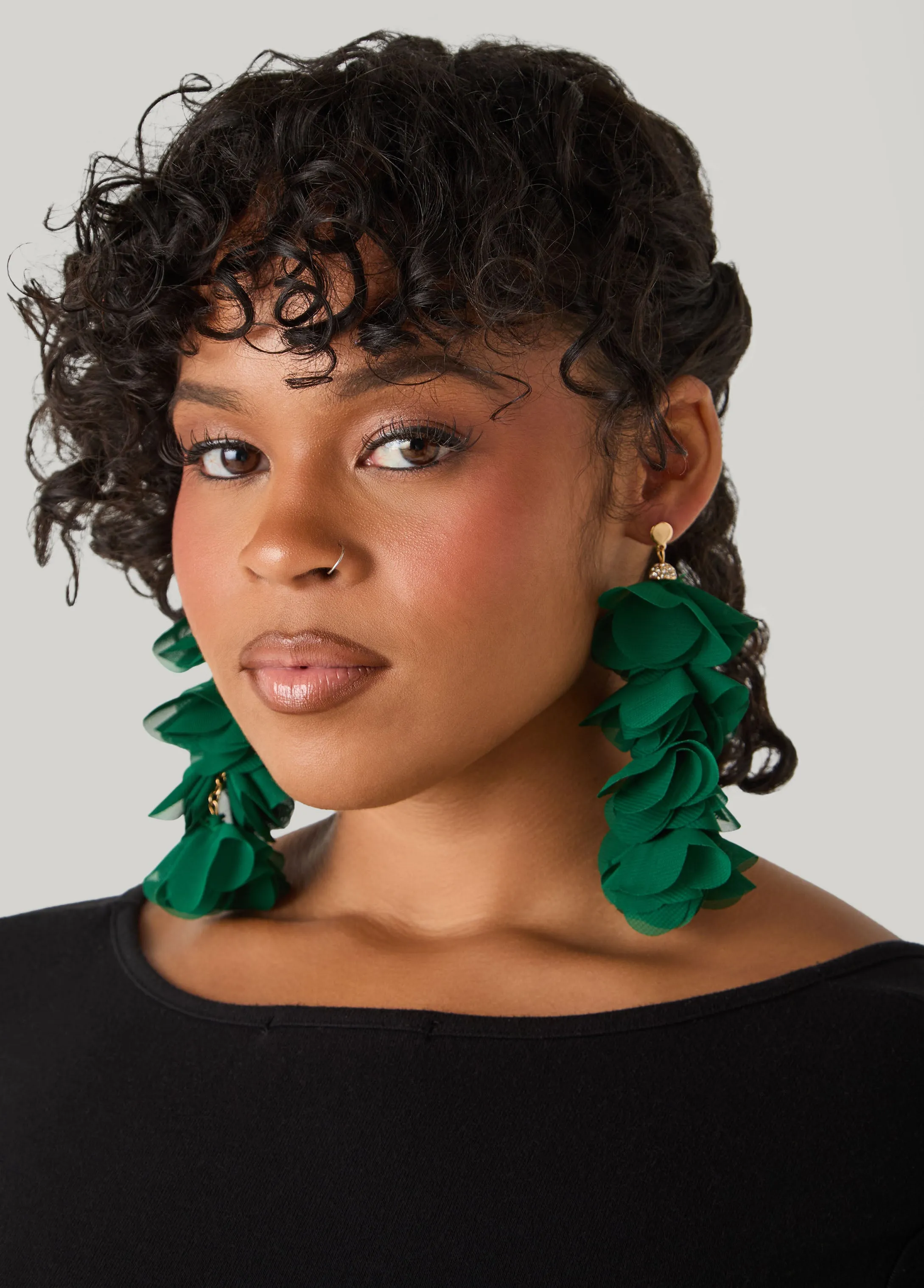 Crystal Embellished Petal Earrings sold by Ashley Stewart product image thumbnail 2