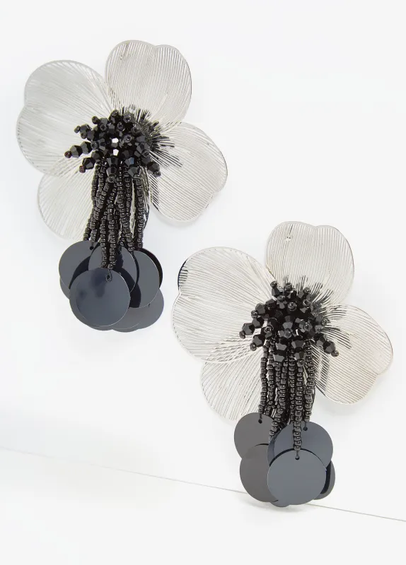 Embellished Flower Drop Earrings sold by Ashley Stewart