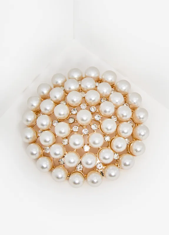 Faux Pearl And Crystal Brooch sold by Ashley Stewart