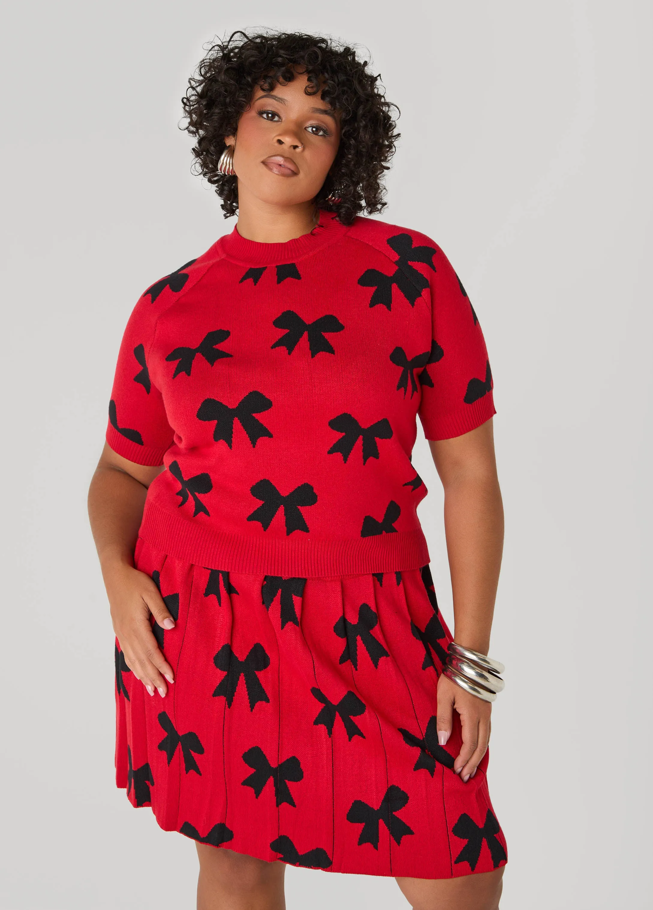 Bow Intarsia Sweater sold by Ashley Stewart