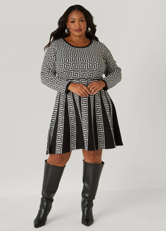 Greek Key A Line Dress sold by Ashley Stewart