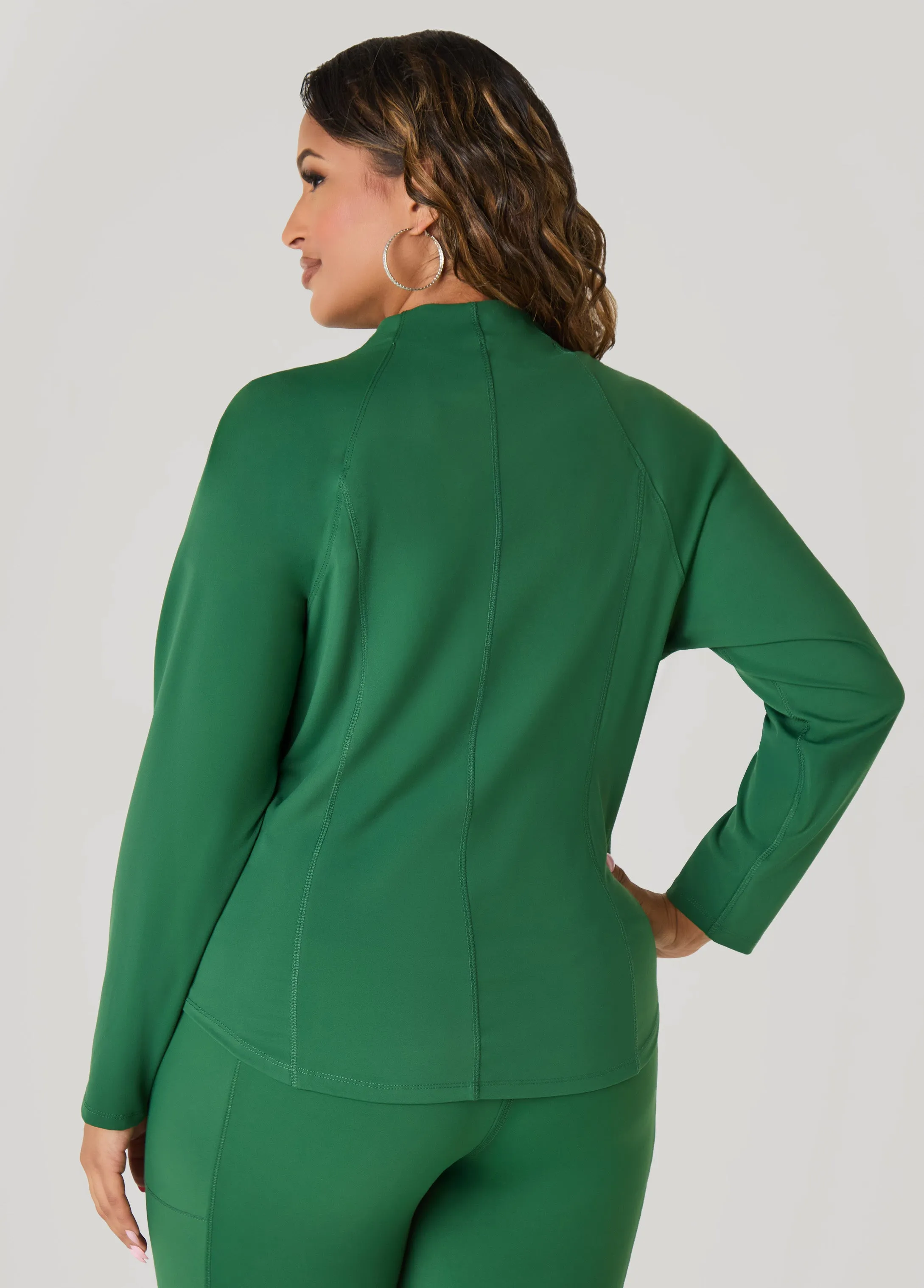 Zip Front Knit Athletic Jacket sold by Ashley Stewart product image thumbnail 2