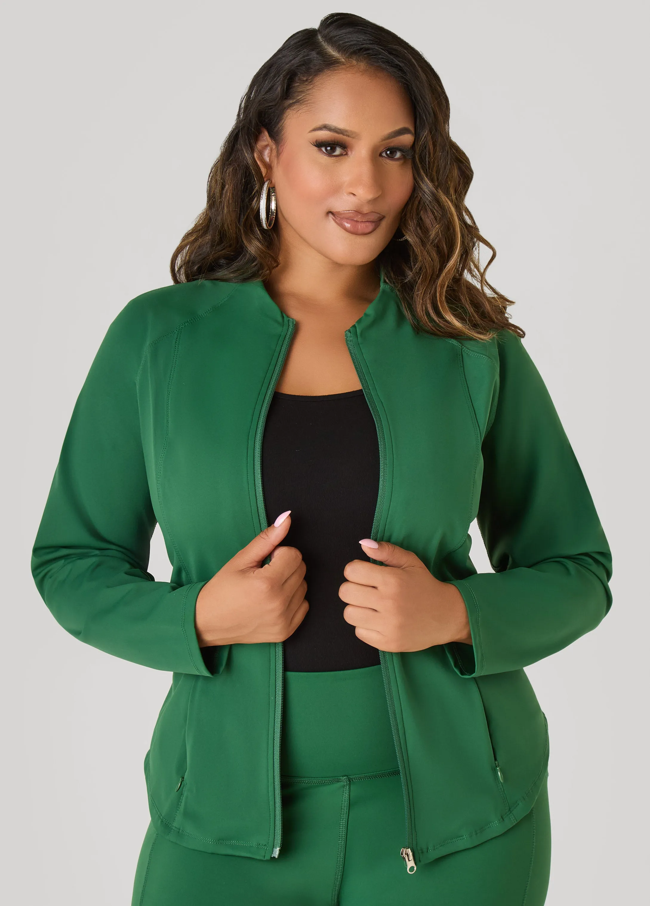 Zip Front Knit Athletic Jacket sold by Ashley Stewart product image thumbnail 4
