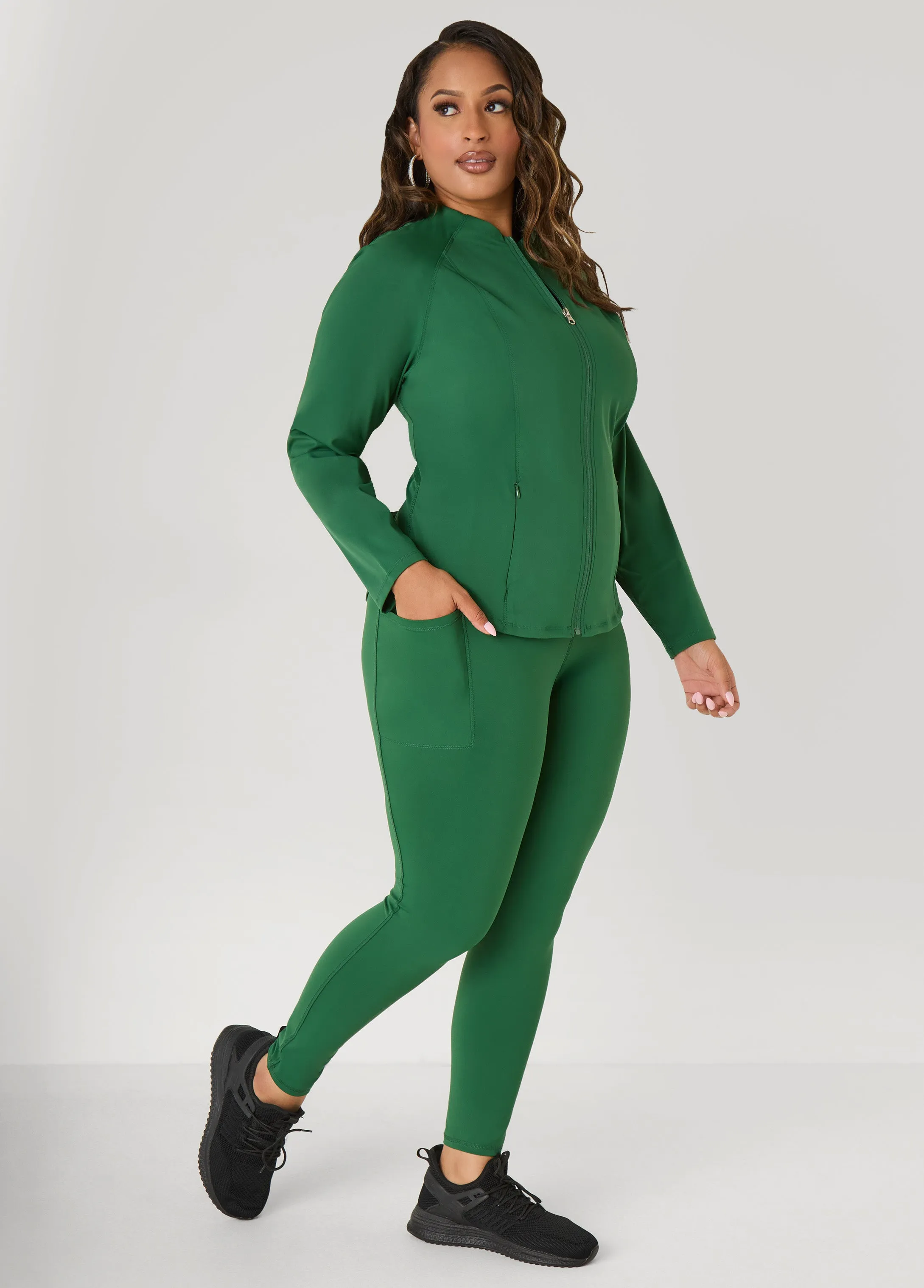 Zip Front Knit Athletic Jacket sold by Ashley Stewart product image thumbnail 3