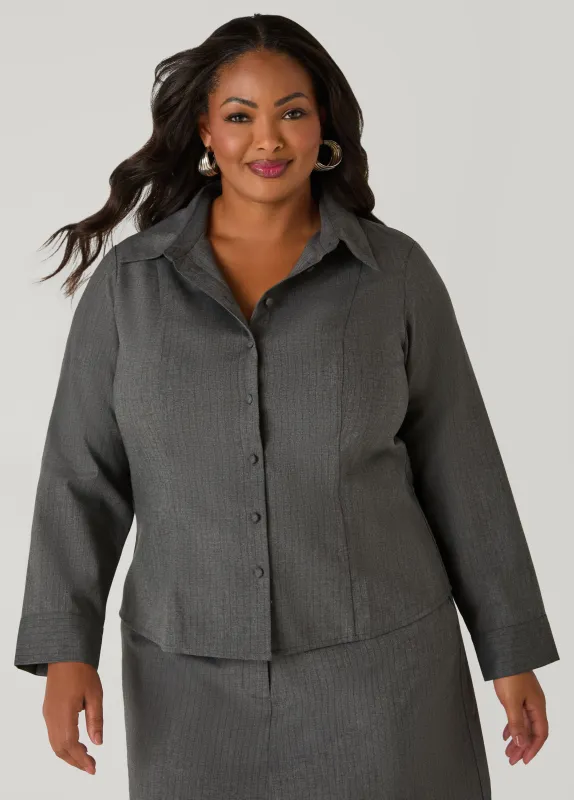 Collared Pinstriped Shirt sold by Ashley Stewart