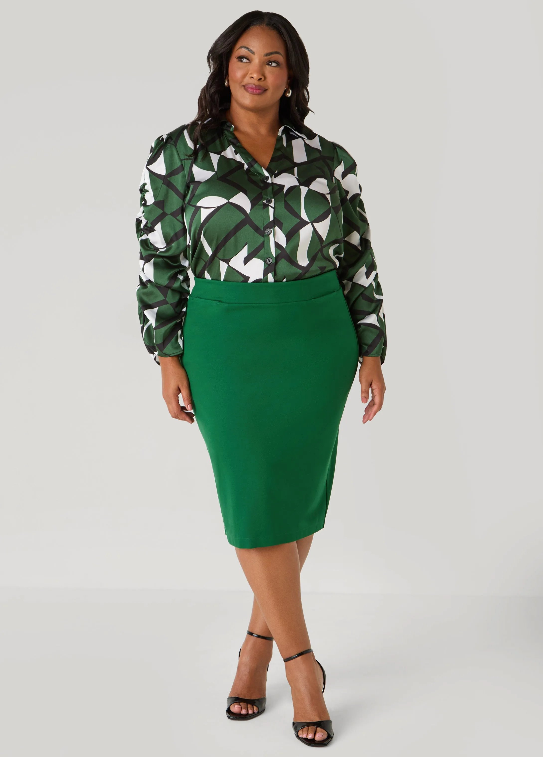 Ponte Slip On Pencil Skirt sold by Ashley Stewart product image thumbnail 3
