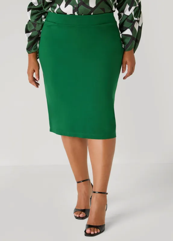 Ponte Slip On Pencil Skirt sold by Ashley Stewart