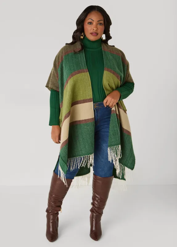 Brushed Knit Colorblock Kimono sold by Ashley Stewart