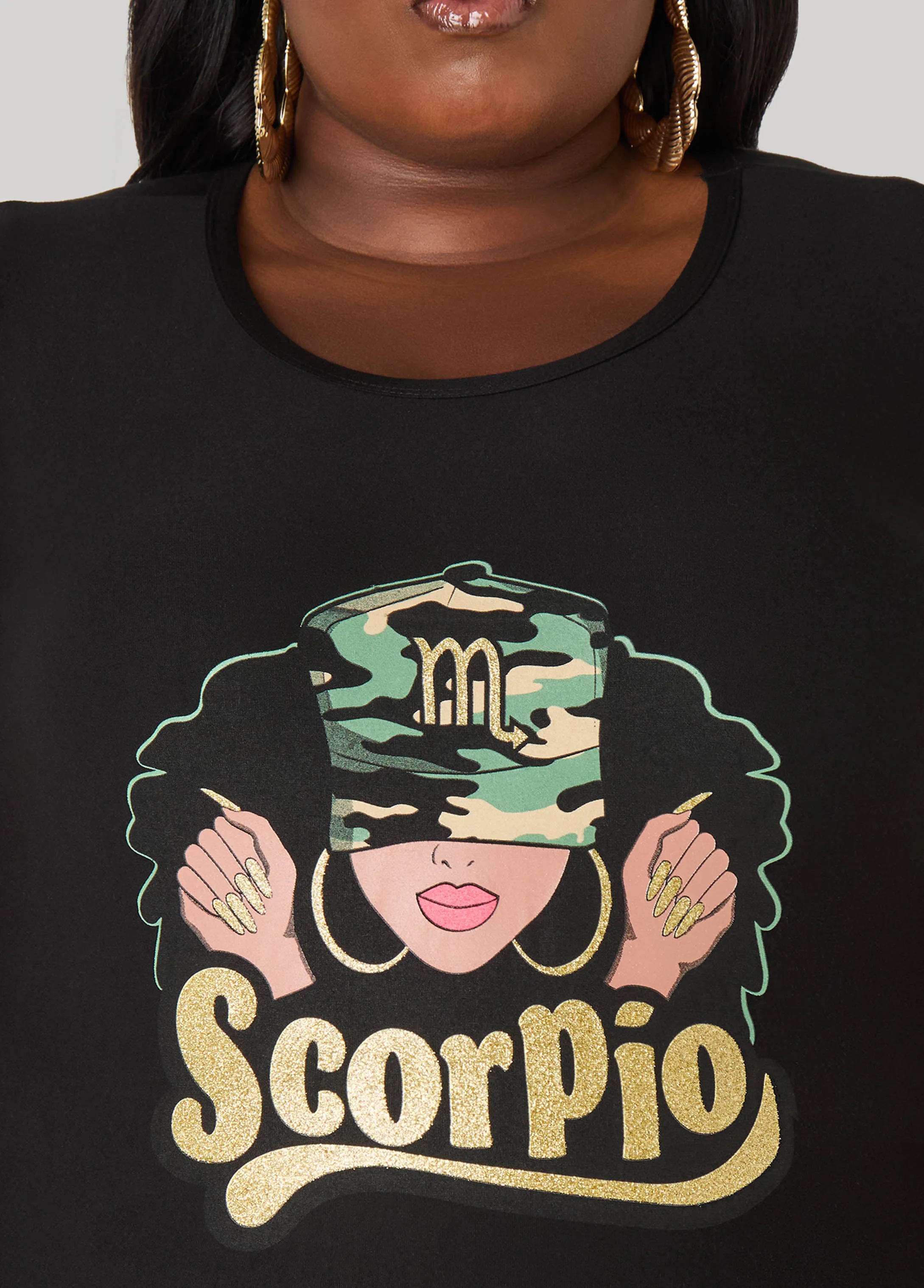 Glittered Scorpio Graphic Tee sold by Ashley Stewart product image thumbnail 4