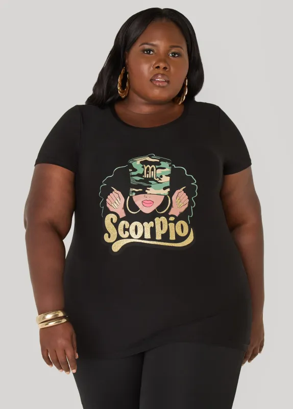 Glittered Scorpio Graphic Tee sold by Ashley Stewart