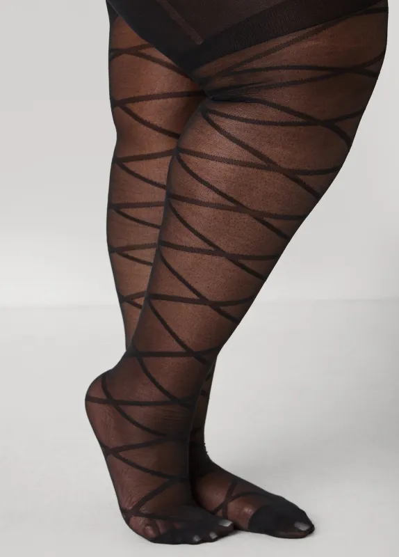 Checked Footed Tights sold by Ashley Stewart