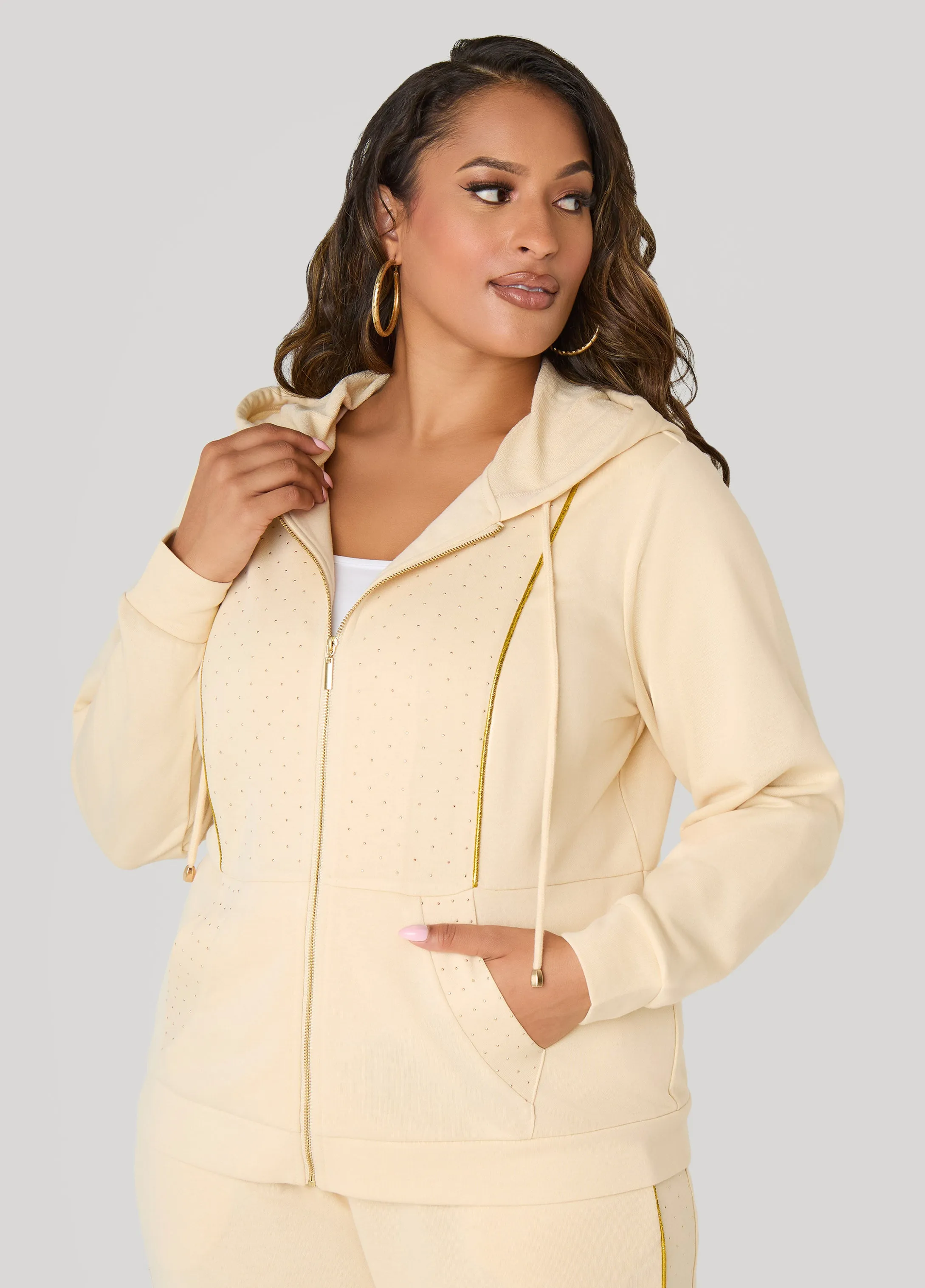 Studded French Terry Hoodie sold by Ashley Stewart product image thumbnail 2