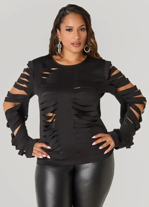 Laser Cut Scuba Top sold by Ashley Stewart