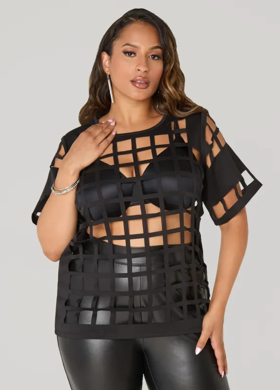 Windowpane Cutout Top sold by Ashley Stewart
