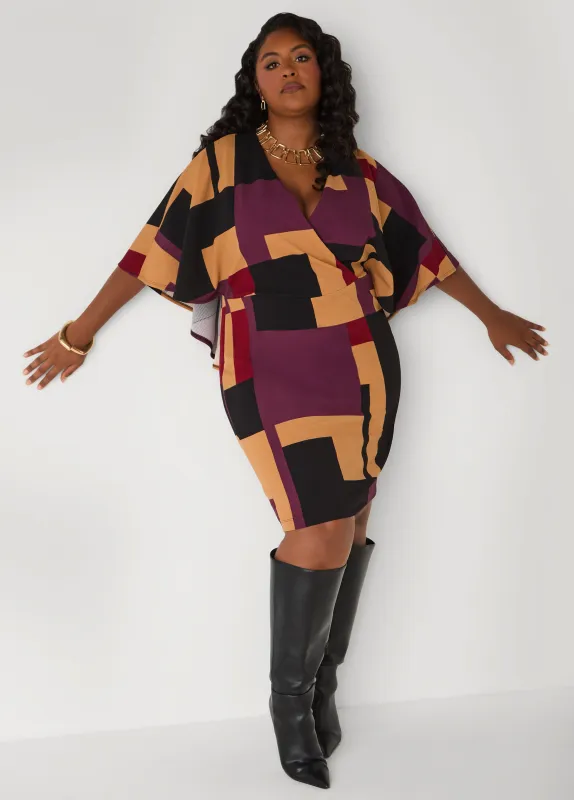 Colorblock Cape Effect Dress sold by Ashley Stewart
