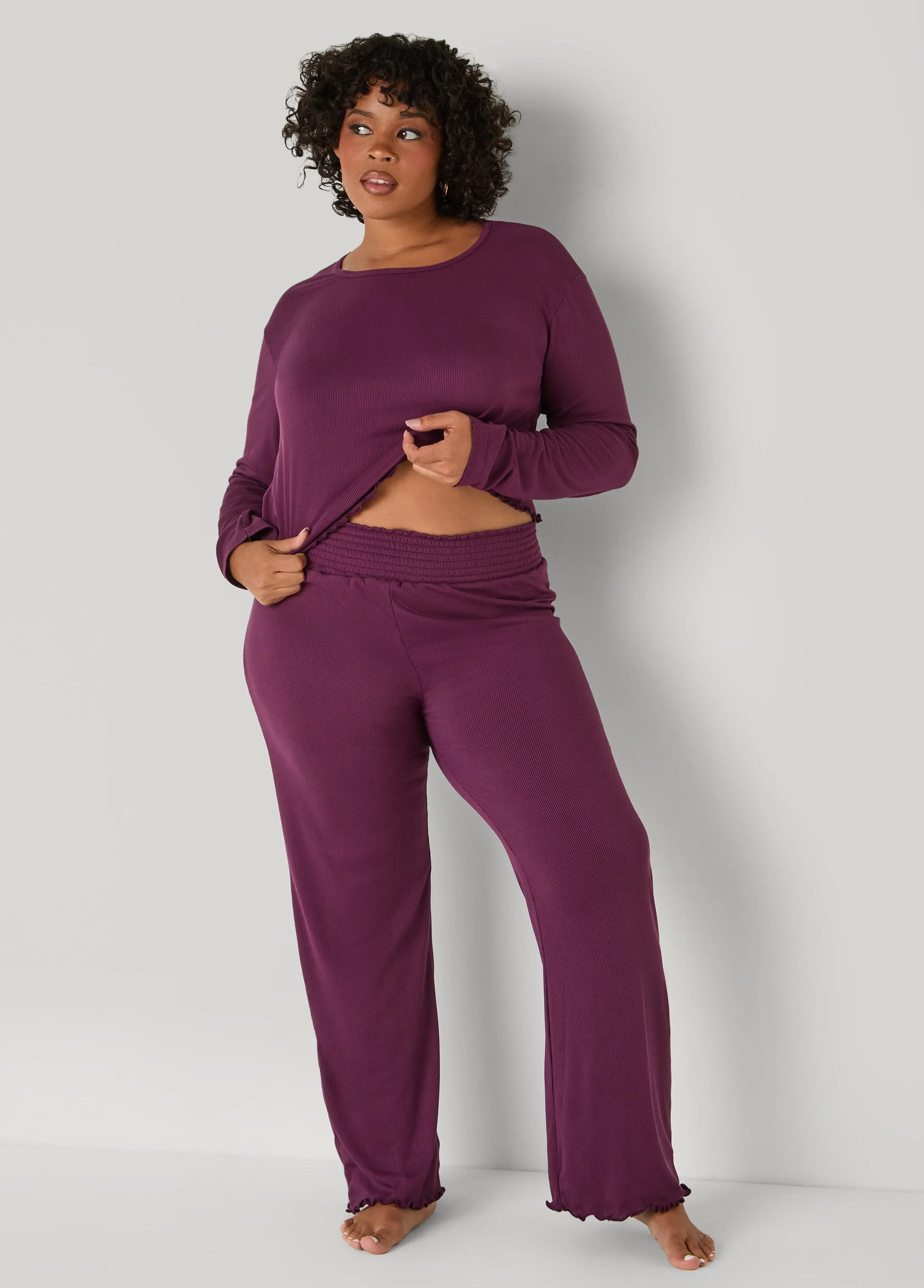 Love To Sleep Ribbed PJ Set sold by Ashley Stewart product image thumbnail 3